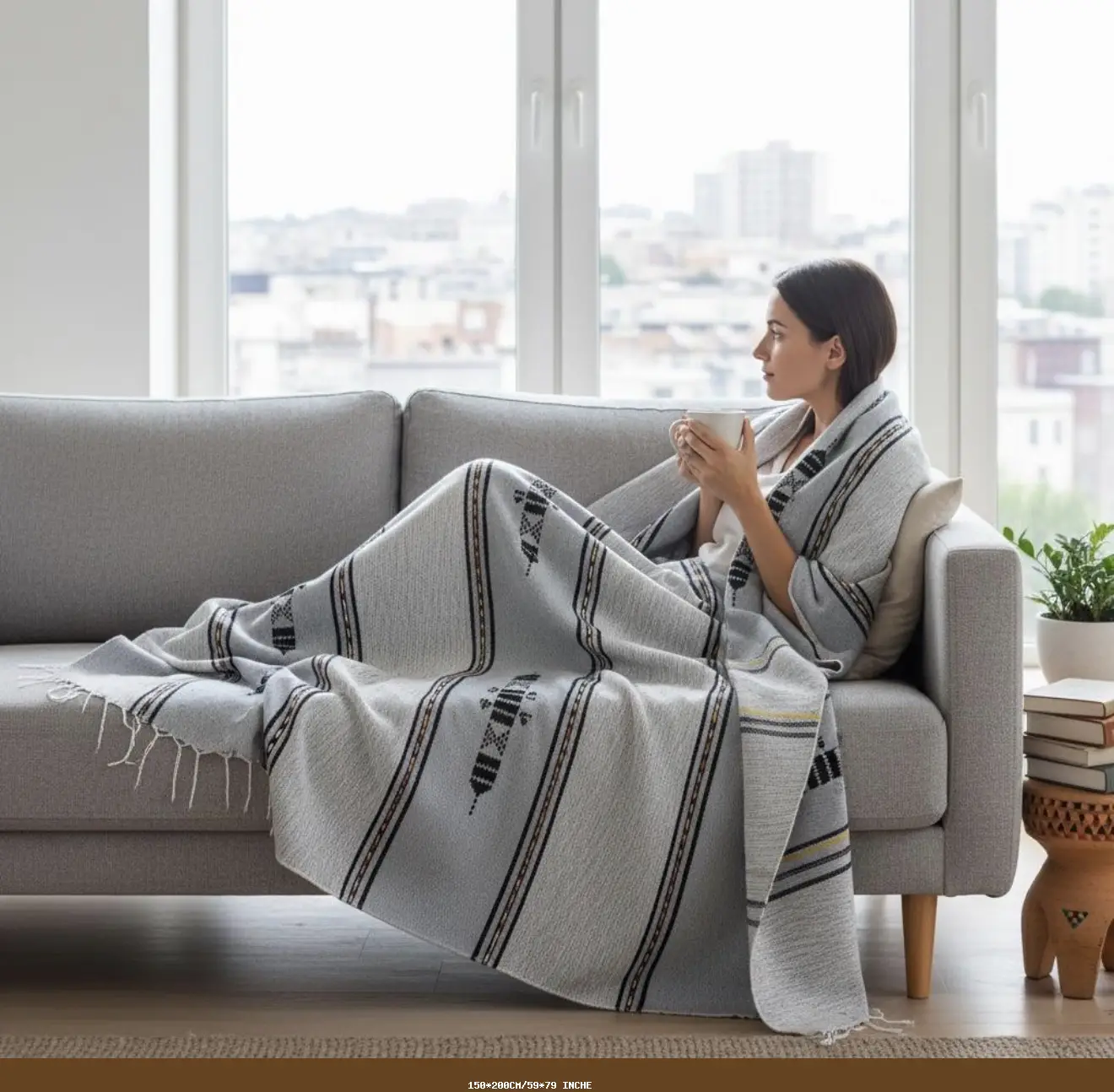 Eco-Friendly Berber Blanket – Handmade Moroccan Wool Throw | Authentic Natural Dye Bedding - Artisanal Pillows & Handwoven Wool Blankets