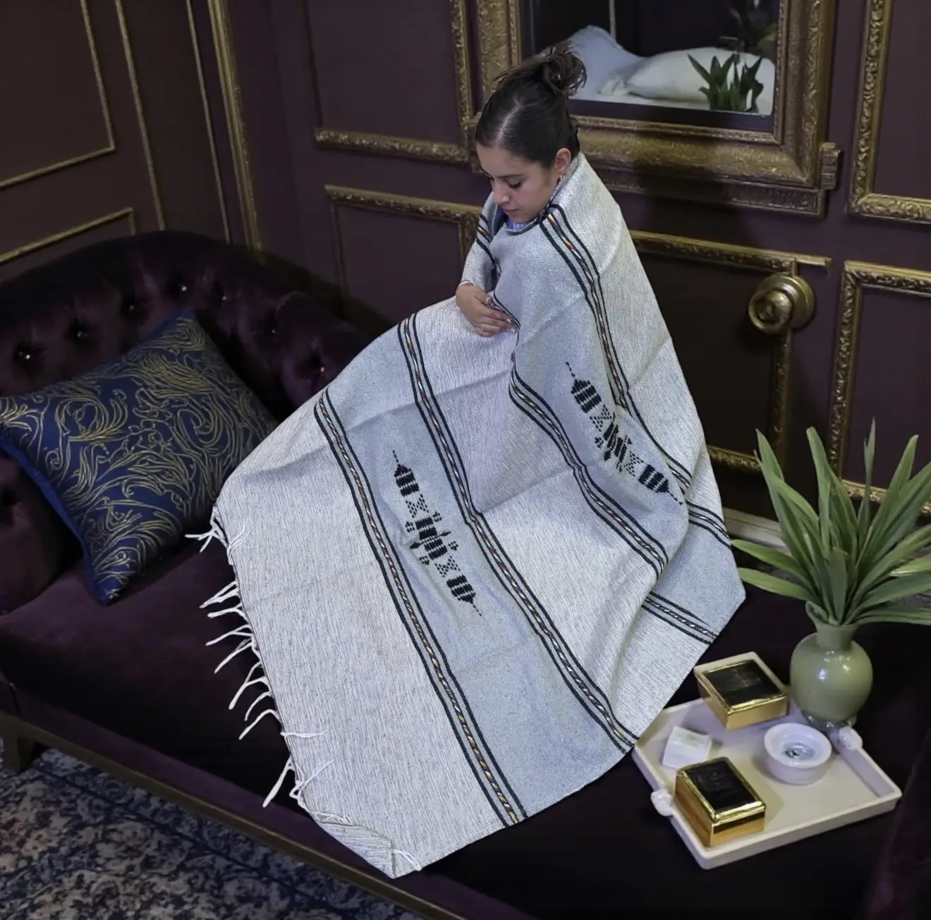 Eco-Friendly Berber Blanket – Handmade Moroccan Wool Throw | Authentic Natural Dye Bedding - Artisanal Pillows & Handwoven Wool Blankets