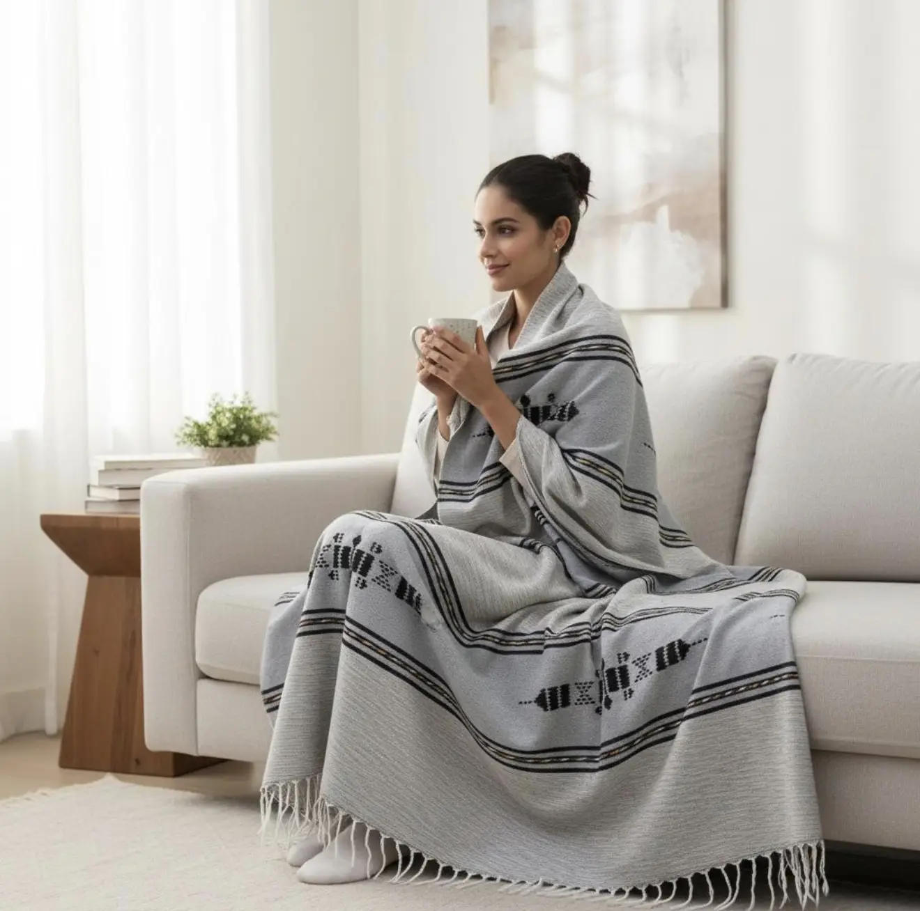 Eco-Friendly Berber Blanket – Handmade Moroccan Wool Throw | Authentic Natural Dye Bedding - Artisanal Pillows & Handwoven Wool Blankets