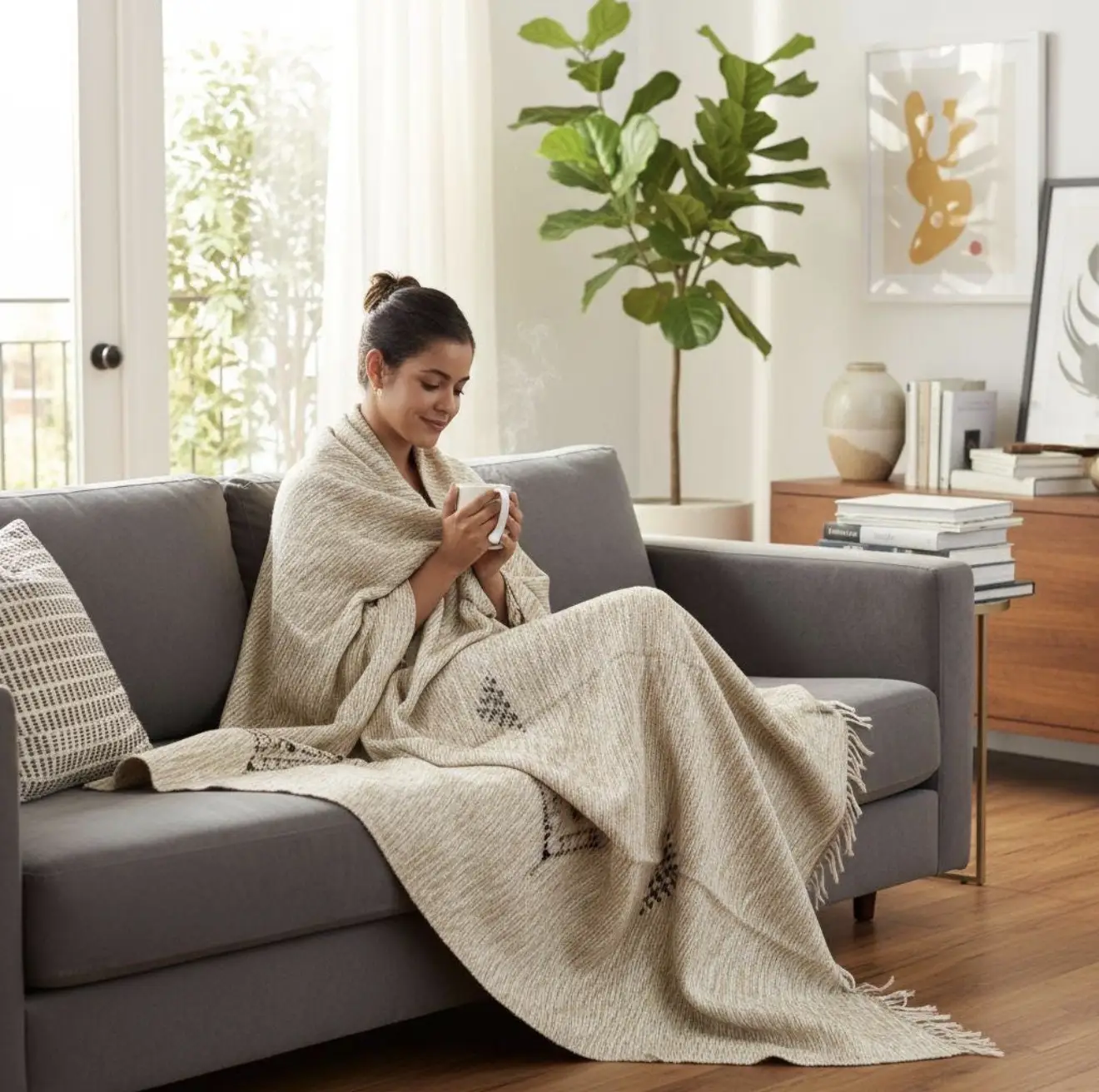 Handmade Eco-Friendly Berber Blanket – Moroccan Wool Throw with Natural Dyes | Authentic Artisan Craft - Artisanal Pillows & Handwoven Wool Blankets