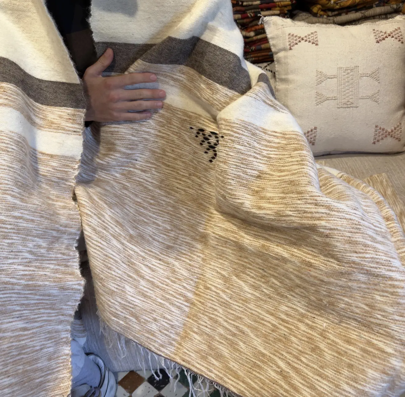 ive Sheep Wool & Dromedary Fibers | Authentic Artisan Throw - Artisanal Pillows & Handwoven Wool Blankets