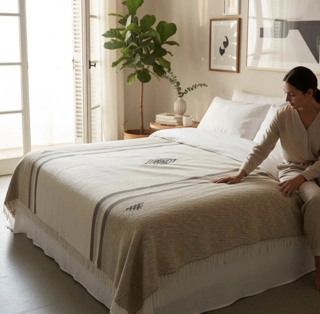 ive Sheep Wool & Dromedary Fibers | Authentic Artisan Throw - Artisanal Pillows & Handwoven Wool Blankets