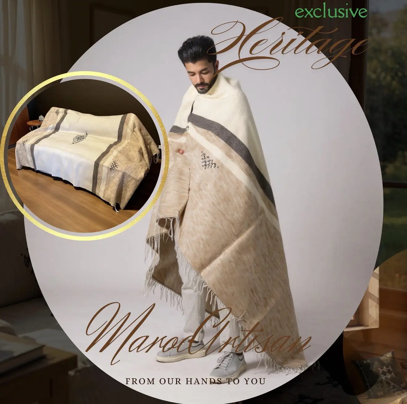 ive Sheep Wool & Dromedary Fibers | Authentic Artisan Throw - Artisanal Pillows & Handwoven Wool Blankets