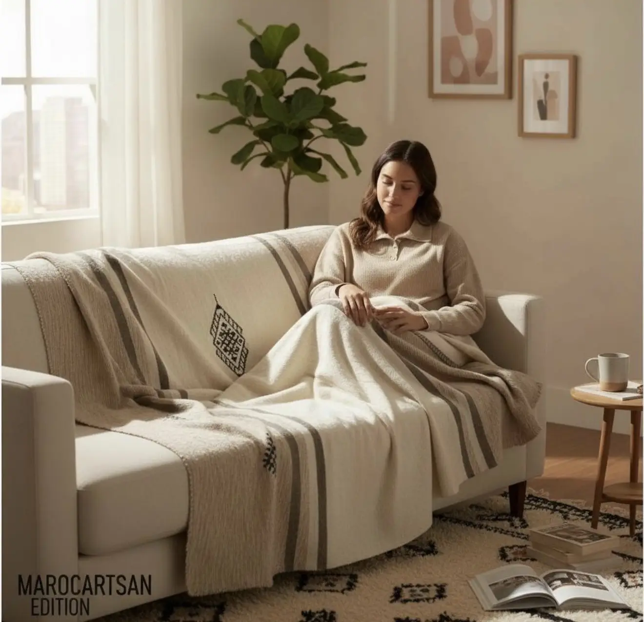 ive Sheep Wool & Dromedary Fibers | Authentic Artisan Throw - Artisanal Pillows & Handwoven Wool Blankets